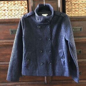 Patty Kim blue quilted funnel neck coat in size L